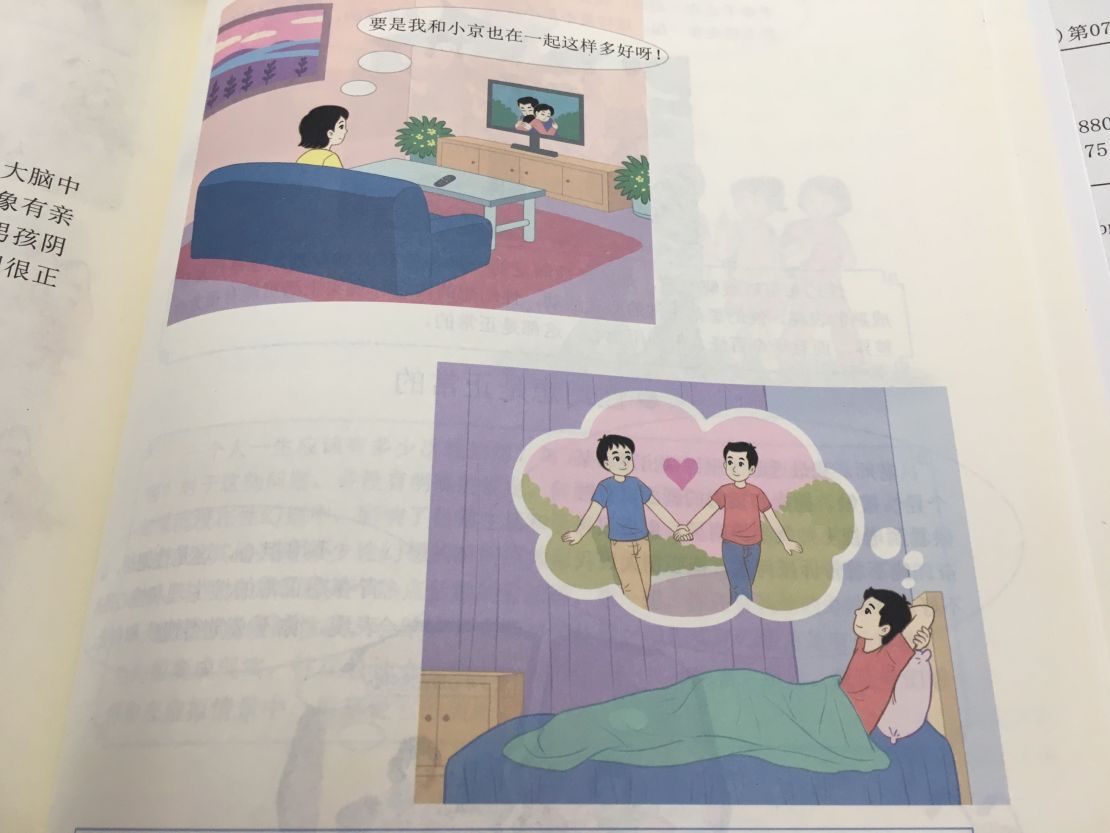 A page of the textbook that deals with same-sex relationships and sexual fantasies. 