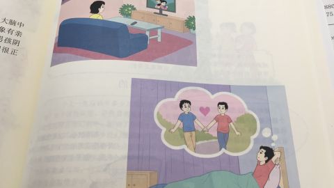 A page of the textbook that deals with same-sex relationships and sexual fantasies. 