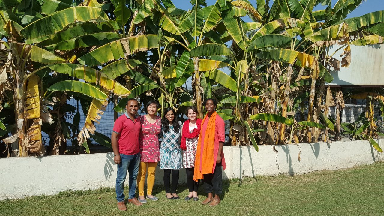 Tarun Bothra, left, Kristin Kagetsu, Amrita Saigal, Grace Kane and Sarah McMillian are the Saathi team.