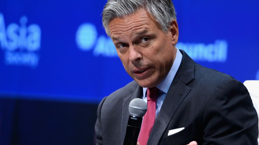 NEW YORK, NY - OCTOBER 02:  Chairman of the Atlantic Council Board of Directors Jon Huntsman speaks on stage during the 2015 Concordia Summit at Grand Hyatt New York on October 2, 2015 in New York City.  (Photo by Leigh Vogel/Getty Images for Concordia Summit)
