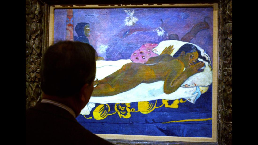 Gauguin left his native France for Tahiti, where he produced a series of sensual paintings such as "The Spirit of the Dead Watch."