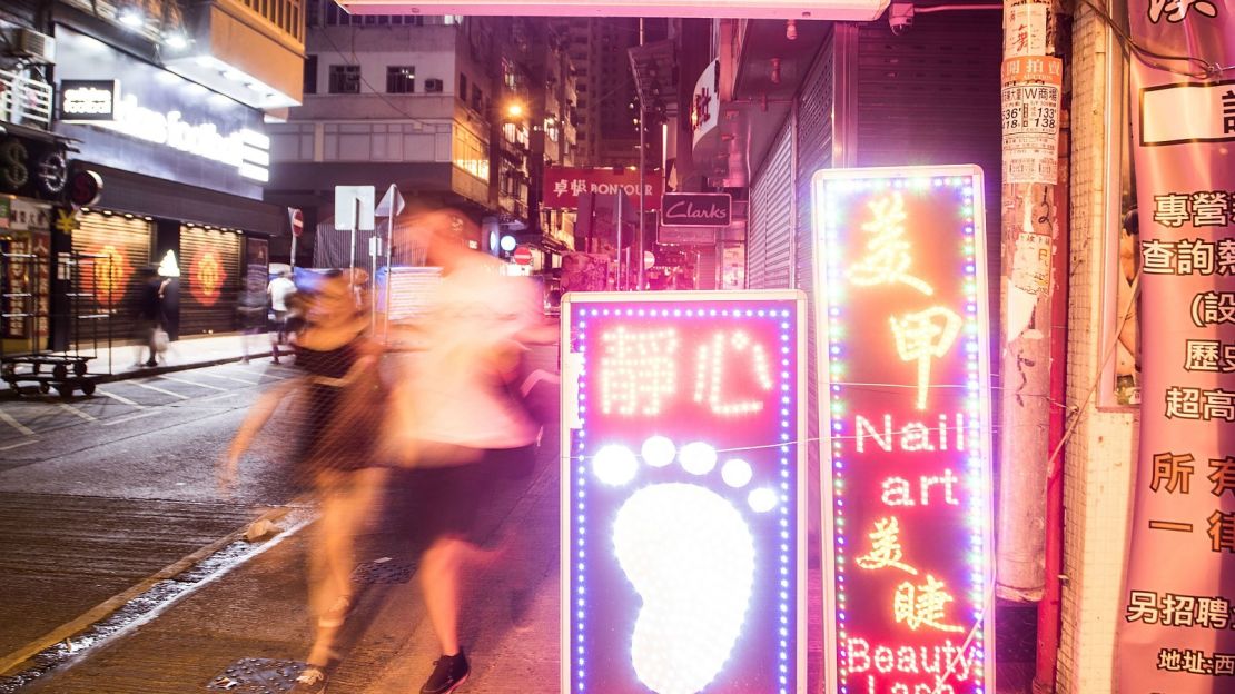 Bright lights, city action in Mongkok.