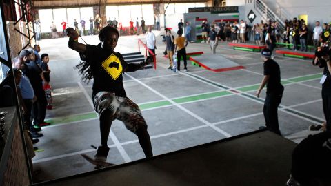 Lil Wayne skates in a park he helped finance in 2012 in the Lower Ninth Ward of New Orleans.