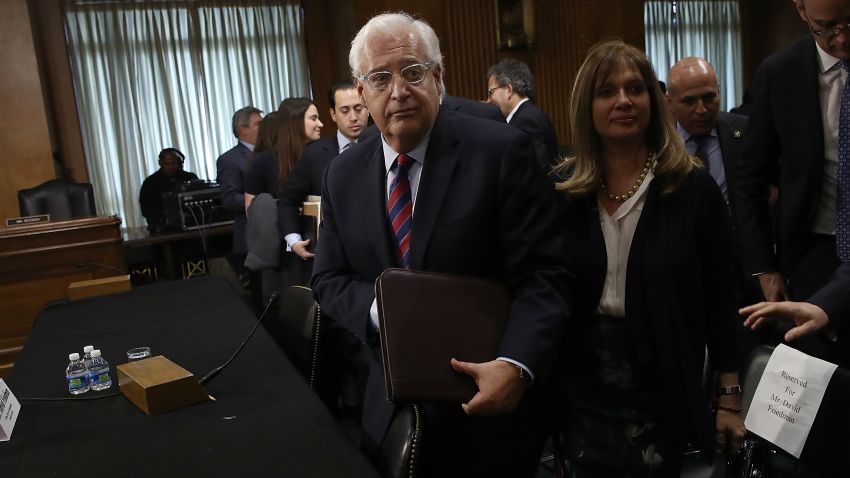 WASHINGTON, DC - FEBRUARY 16:  David Friedman, U.S. President Donald Trump's nominee to be the U.S. ambassador to Israel, concludes testifying before the Senate Foreign Relations Committee February 16, 2017 in Washington, DC. During yesterday's news conference with Israeli Prime Minister Benjamin Netanyahu, U.S. President backed away from the longstanding U.S. policy of a two state solution in the Israeli and Palestinian conflict.  (Photo by Win McNamee/Getty Images)
