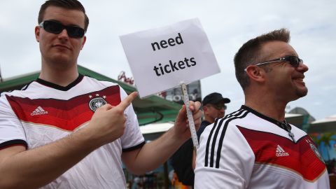 Germany fans seek match tickets ahead of the 2014 FIFA World Cup final.