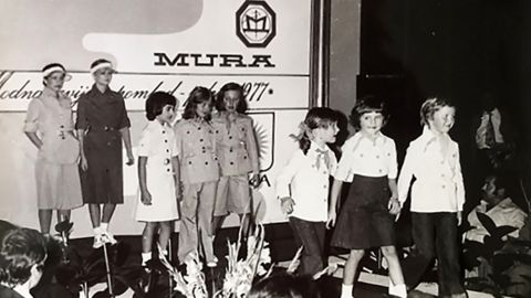 This picture provided by courtesy of Nena Bedek and taken in 1977 in Radenci, northeastern Slovenia, shows Melania as a child attending a fashion review.