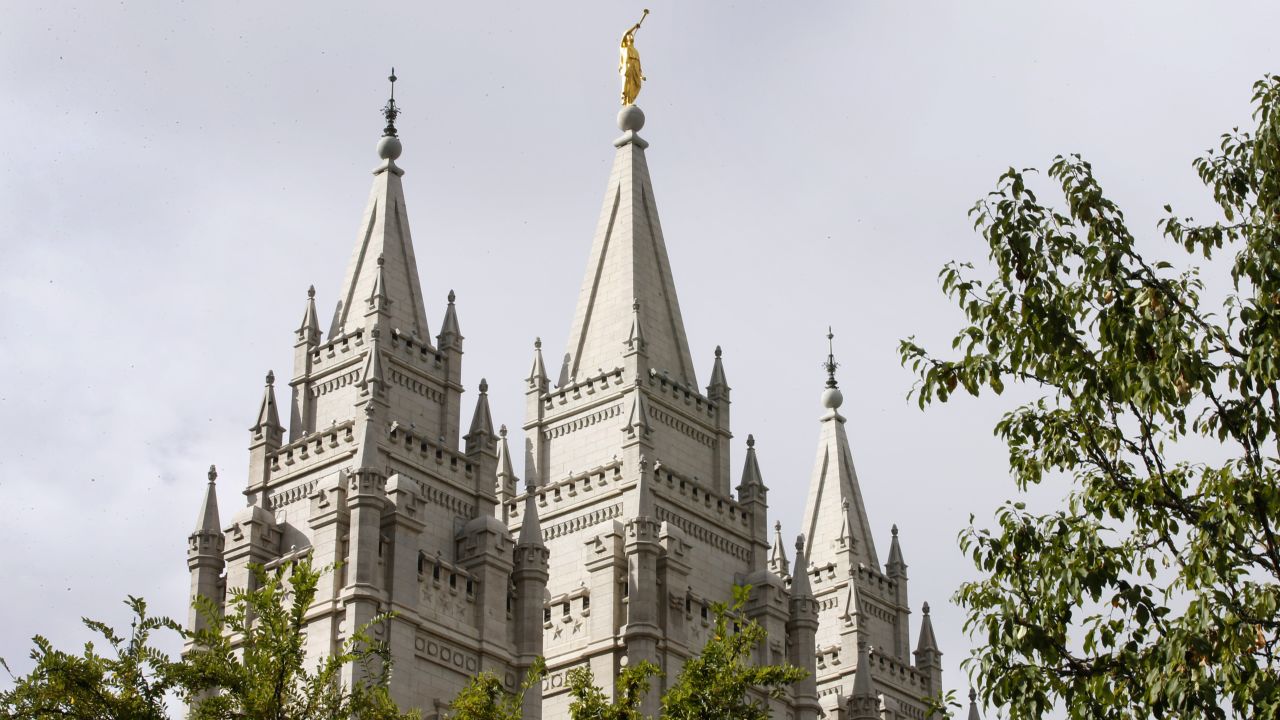 A statue of the Angel Moroni atop the Salt Lake Temple in a 2015 photo. 