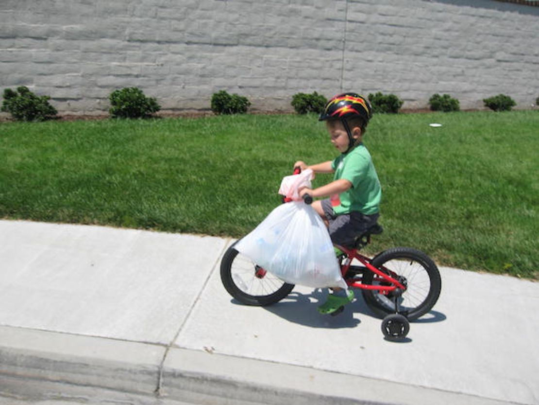 Ryan Hickman, age  3½, in his early recycling years.
