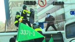 south korea protester police clash