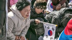 SEOUL, SOUTH KOREA - MARCH 10:  Supporters of President Park Geun-hye react emotionally as the Constitutional Court had ruled the impeachment near the court on March 10, 2017 in Seoul, South Korea. Park will be permanently removed from the South Korean office and the nation will need to hold a presidential election within 60 days. Park had been impeached by parliament in December for allegedly letting her confidante Choi Soon-sil involved in state affairs and colluded to take bribes of millions of dollars from South Korean conglomerates.  (Photo by Jean Chung/Getty Images)