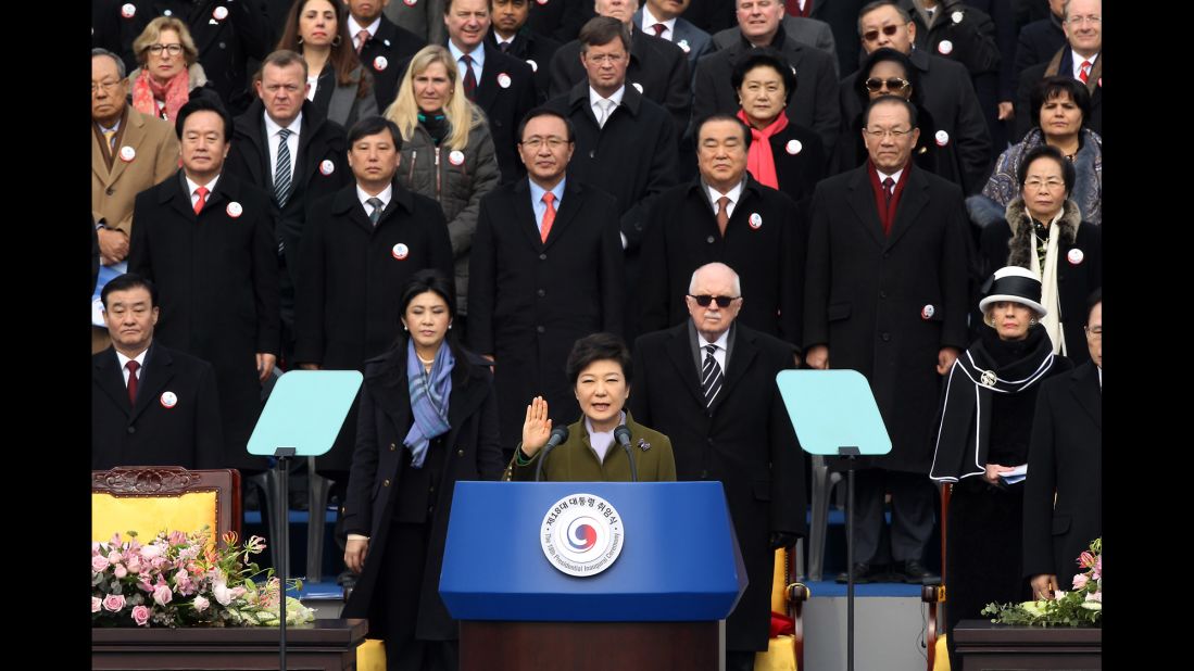 Park was sworn in as South Korea's first female president in February 2013.