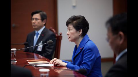 Park attends an emergency cabinet meeting in December after the National Assembly <a href="http://www.cnn.com/2016/12/09/asia/south-korea-park-geun-hye-impeachment-vote/">voted overwhelmingly for an impeachment motion.</a> 