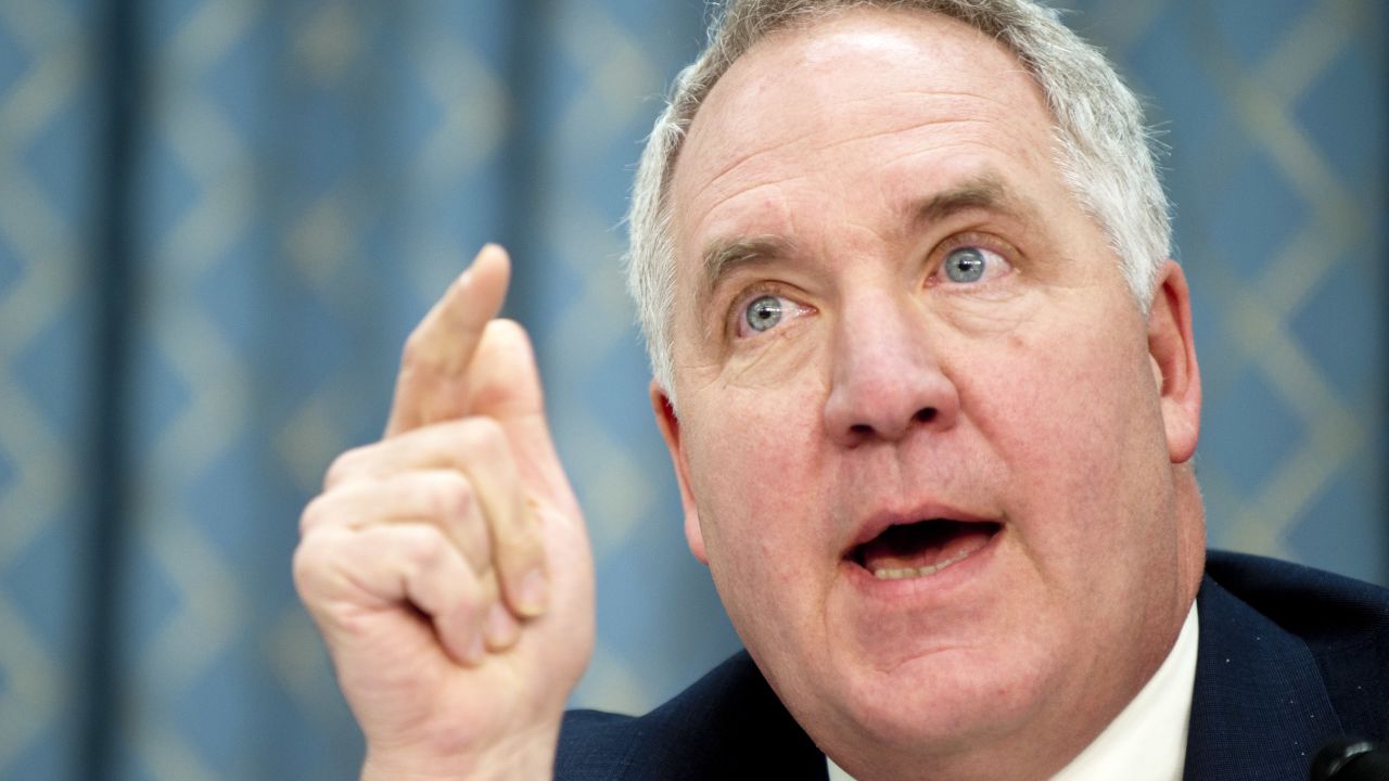 Chaiman of the House Energy and Commerce Committee, Rep. John Shimkus (R-IL), questions Former Rep. Lee Hamilton, (D-IN), and retired Air Force Lt. Gen. Brent Scowcroft, co-chairmen of the Blue Ribbon Commission on America's Nuclear Future during a hearing on Capitol Hill February 1, 2012 in Washington, DC.