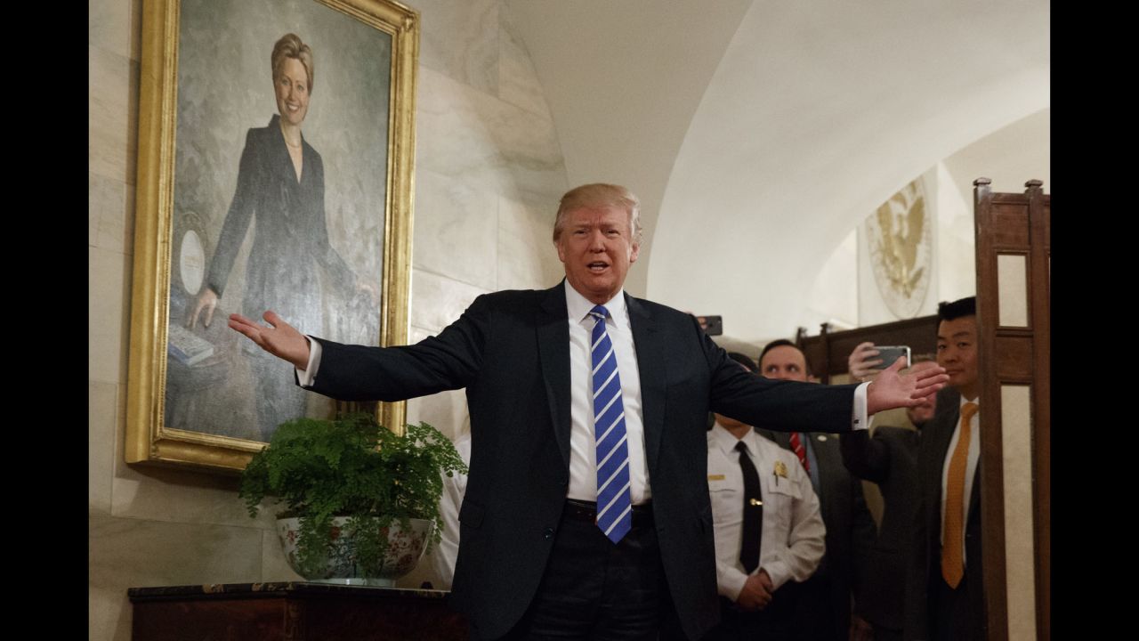 President Trump <a href="http://www.cnn.com/2017/03/07/politics/trump-white-house-tour-surprise/" target="_blank">surprises visitors</a> who were touring the White House on Tuesday, March 7. The tour group, including many young children, cheered and screamed after the President popped out from behind a room divider.