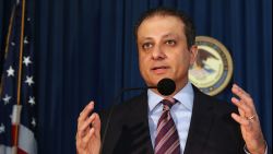 Preet Bharara, U.S. attorney for the Southern District of New York, speaks at a news conference where it was announced that two former pharmaceutical executives are facing federal criminal charges over a fraud and kickback scheme on November 17, 2016 in New York City. 
