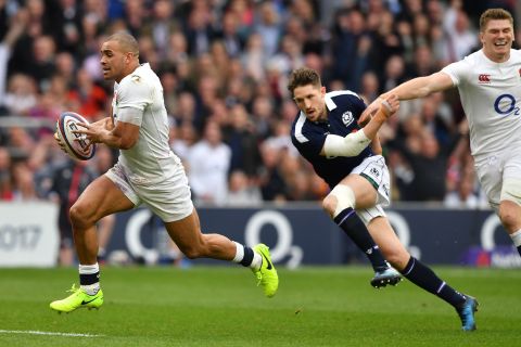 And so it proved ... Jonathan Joseph scoring three tries in an impressive England performance.