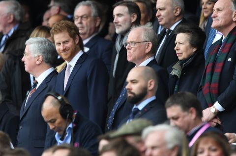 Prince Harry and Princess Anne were at Twickenham to watch the Six Nations match.