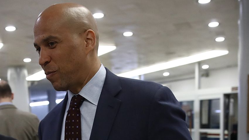 Sen. Cory Booker arrives for the confirmation vote of Wilbur Ross for the position of Secretary of Commerce at the U.S. Capitol on February 27, 2017 in Washington, DC.