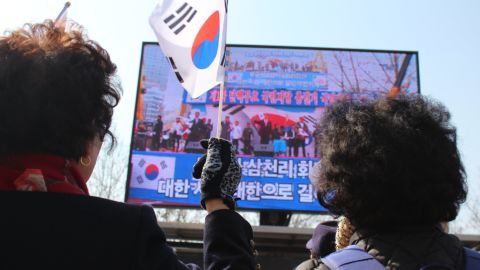 Supporters of South Korean President Park Geun-hye said they were worried her impeachment would hurt the country's security.
