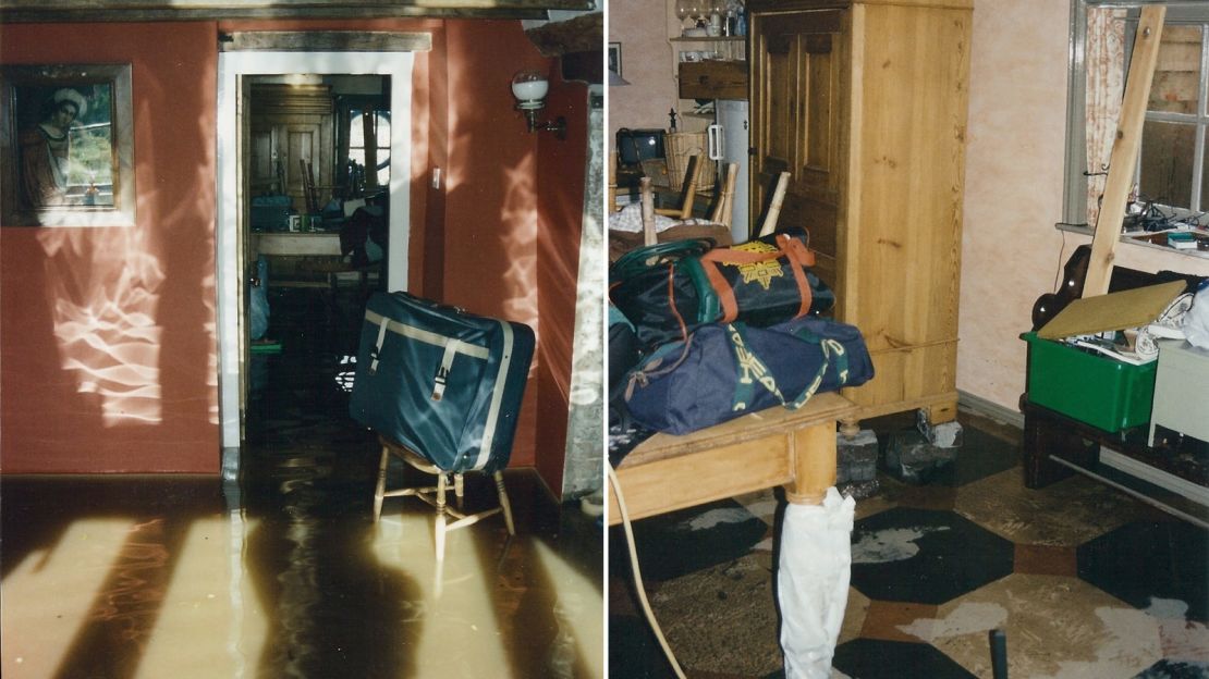 Furniture was piled high to be out of reach of water entering the house.