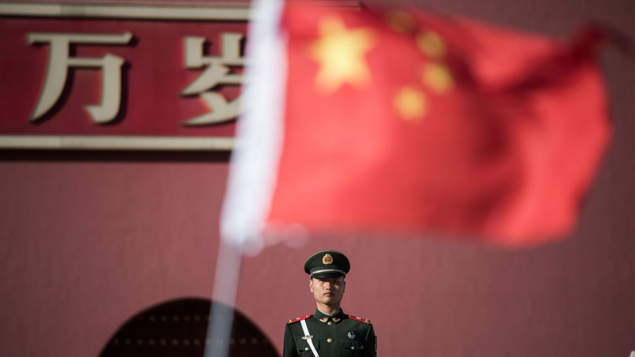 A paramilitary guard stands at the gate of the Forbidden City ahead of the upcoming opening sessions of the Chinese People's Political Consultative Conference (CPPCC) and the National People's Congress (NPC) in Beijing on March 1, 2017. / AFP PHOTO / Fred DUFOUR (Photo credit should read FRED DUFOUR/AFP/Getty Images)