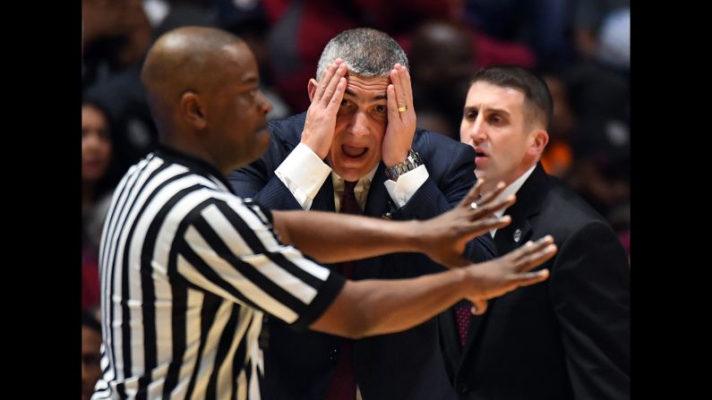 South Carolina head coach Frank Martin reacts to a call during an SEC Tournament game against Alabama on Friday, March 10.