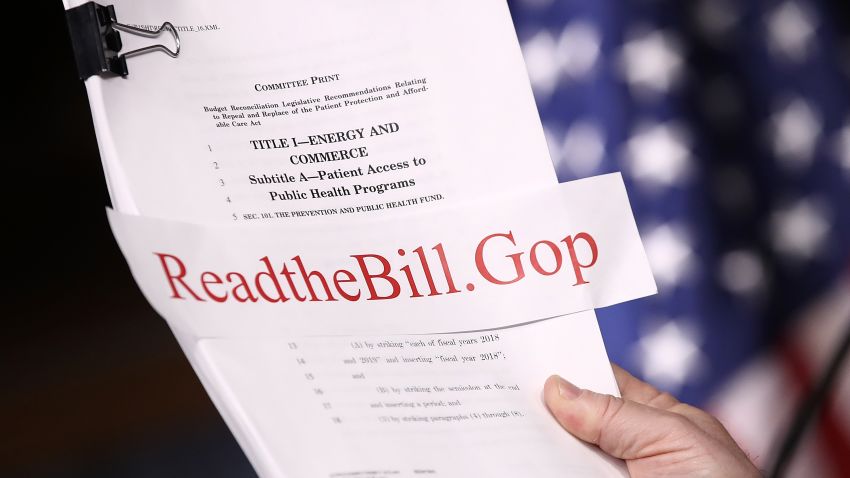 WASHINGTON, DC - MARCH 07: House Energy and Commerce Chairman Greg Walden (R-OR) holds a copy of the newly written American Health Care Act during a press conference at the U.S. Capitol March 7, 2017 in Washington, DC. House Republicans yesterday released details on their plan to replace the Affordable Care Act, or Obamacare, with a more conservative agenda that includes individual tax credits and grants for states replacing federal insurance subsidies.  (Photo by Win McNamee/Getty Images)