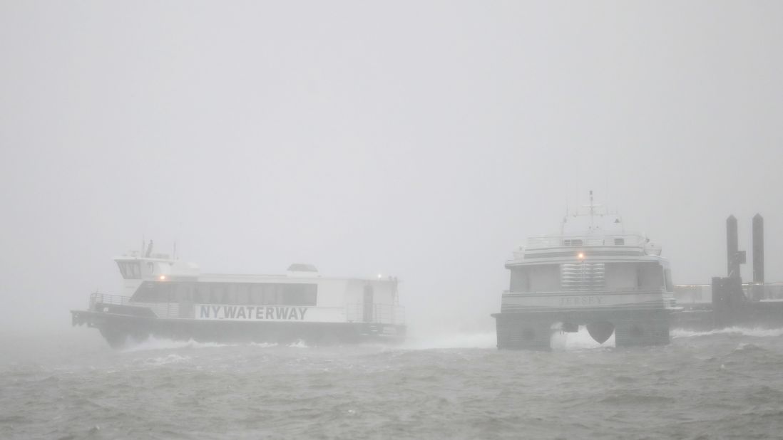 Ferries depart the Newport Terminal in Jersey City, New Jersey, on March 14.
