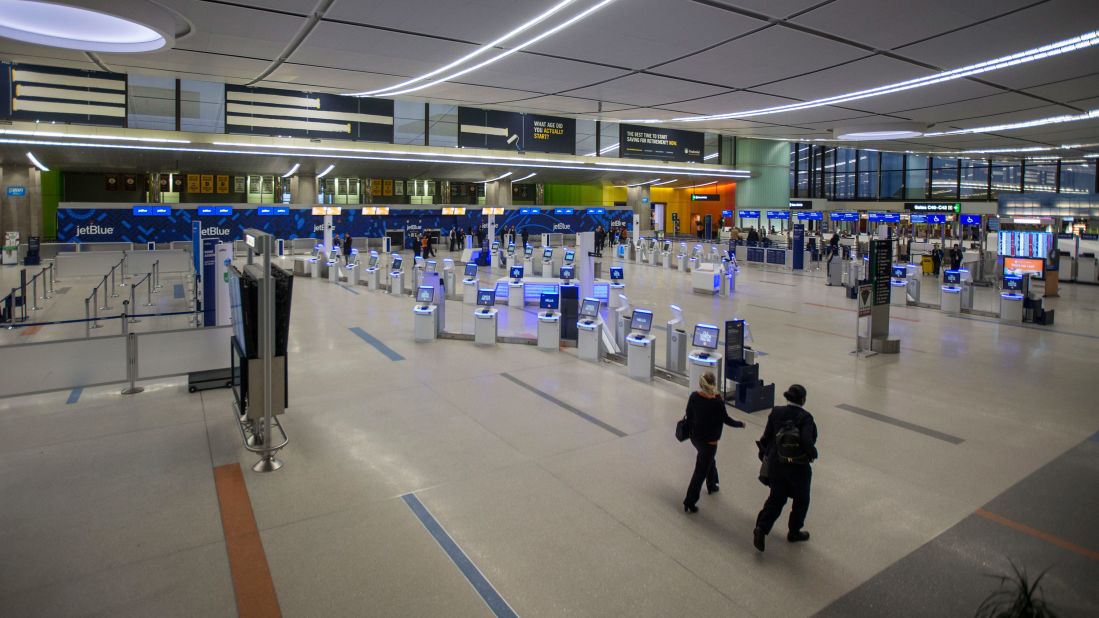 Terminal C at Logan International Airport was nearly empty as the snowstorm began to enter the Boston area on March 14.