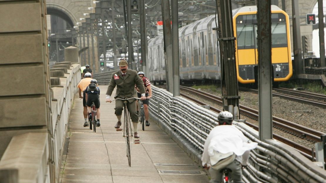 Cyclists have their own dedicated path on the iconic Sydney Harbour Bridge.