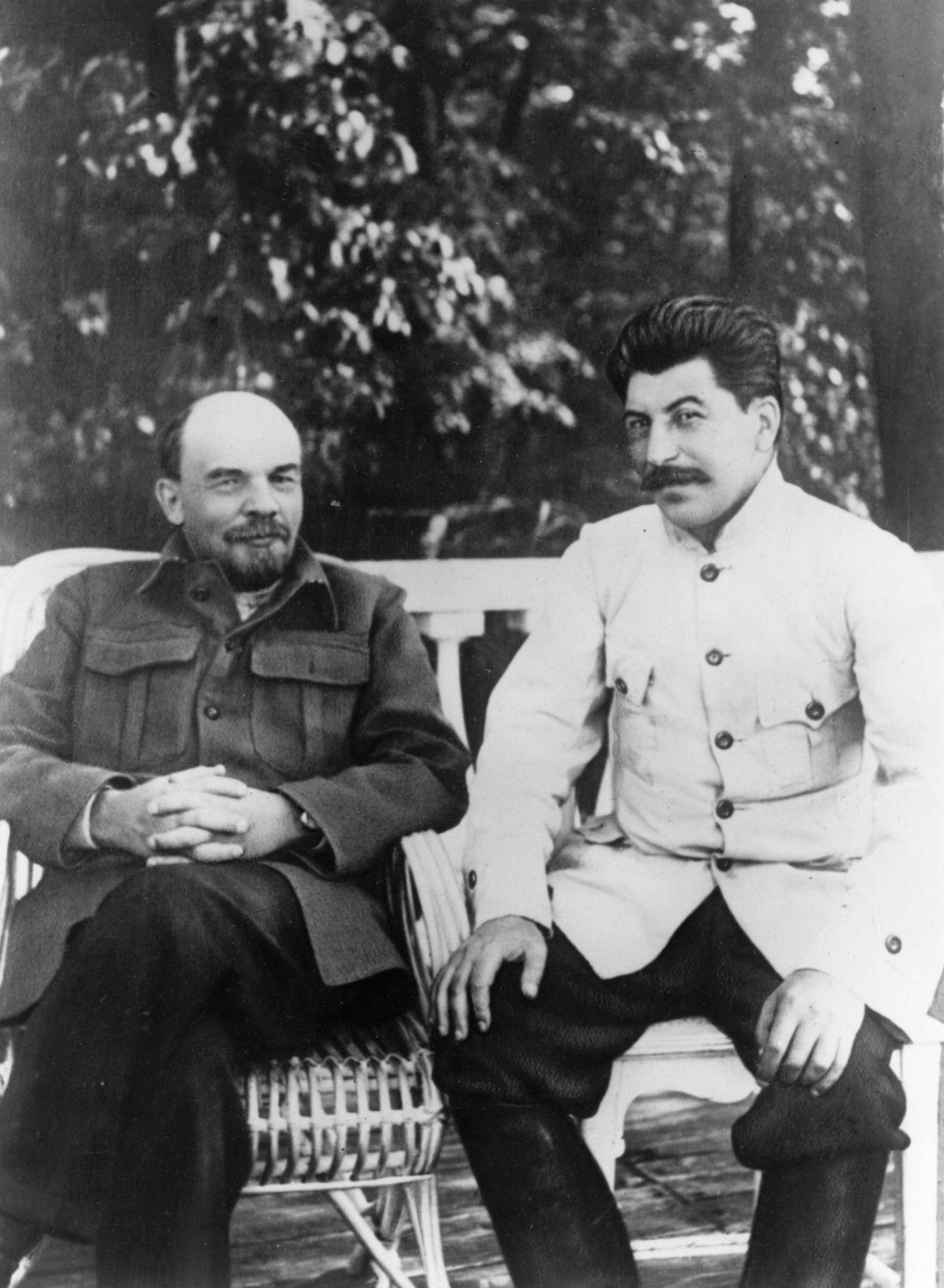 Joseph Stalin with Vladimir Lenin  in Gorky, USSR (now Nizhny Novgorod, Russia) in 1922. 