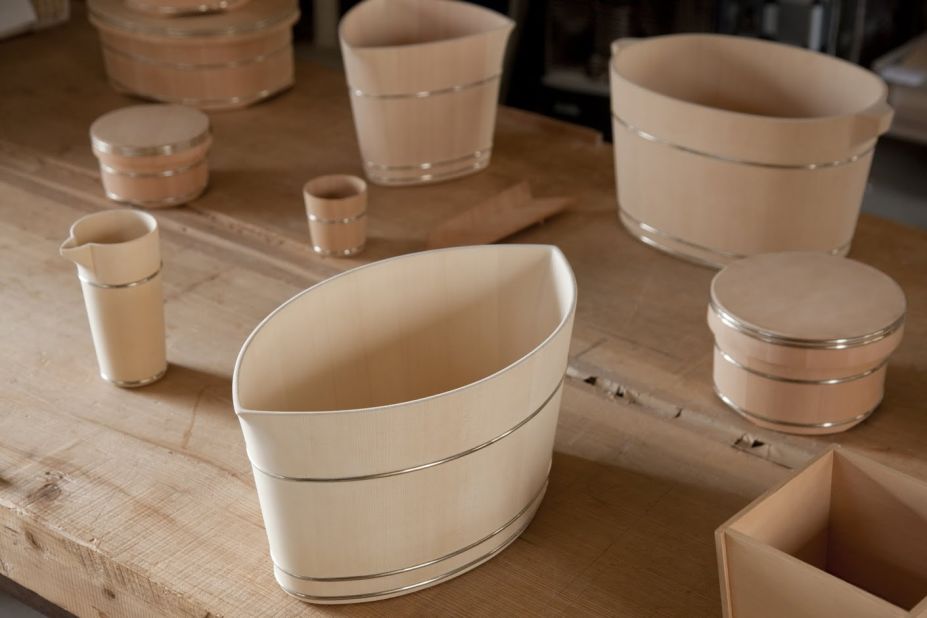 Nakagawa Mokkougei today makes a variety of household objects. "For my father's and grandfather's generations, there was always enough demand for their product so they didn't have to be innovative," he says, but he has had to innovate in design and marketing to keep the traditional skill thriving. 