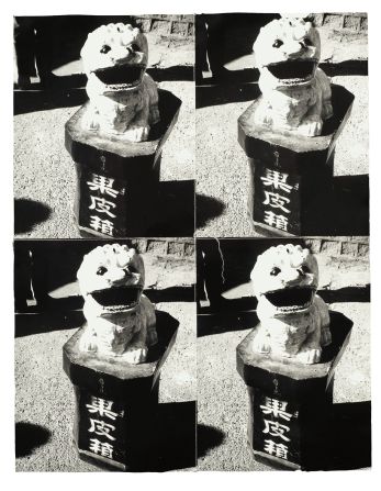 This image shows a dustbin featuring a traditional Chinese-style lion. Warhol said: "I just paint things I always thought were beautiful, things you use every day and never think about."