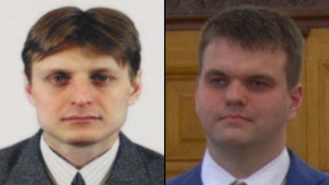 Accused hackers Igor Sushchin, left, and Dmitry  Dokuchaev are officers of the Russian Federal Security Service. 