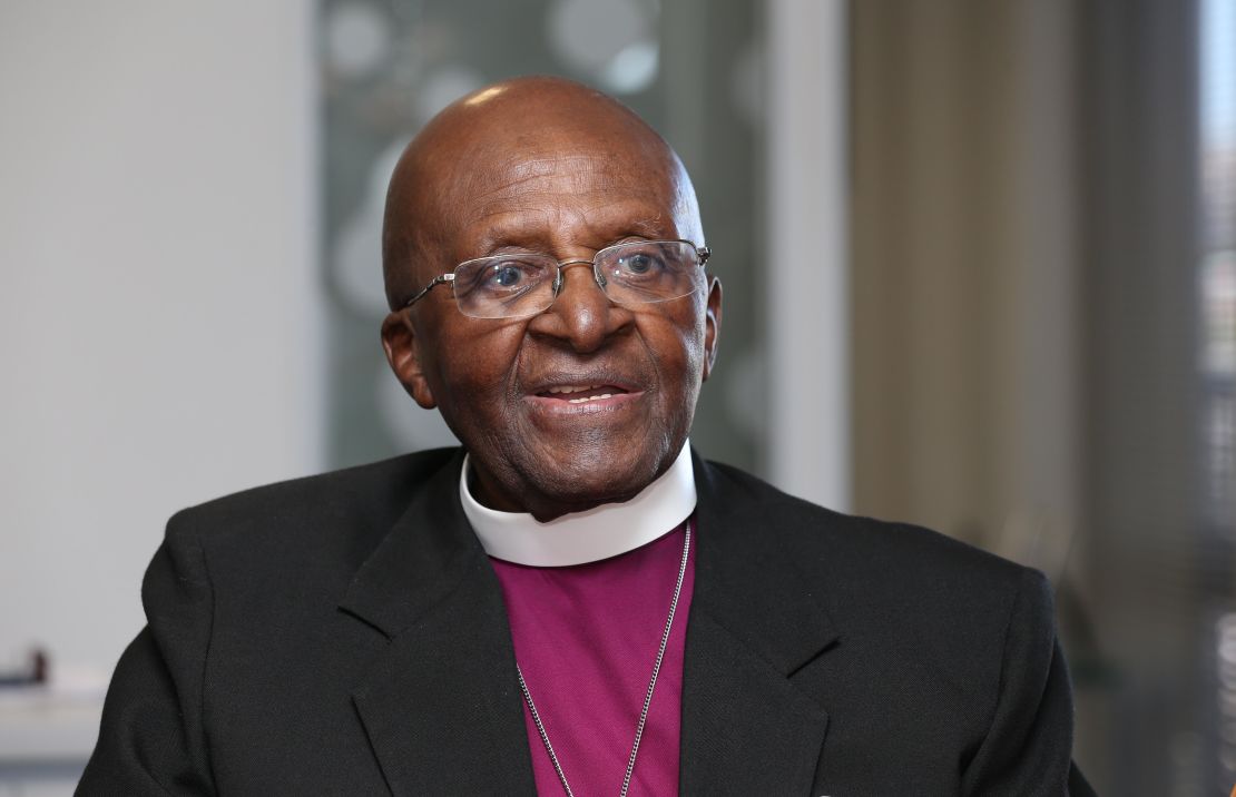 Desmond Tutu during a visit with Prince Harry on the first day of his visit to South Africa on November 30, 2015.