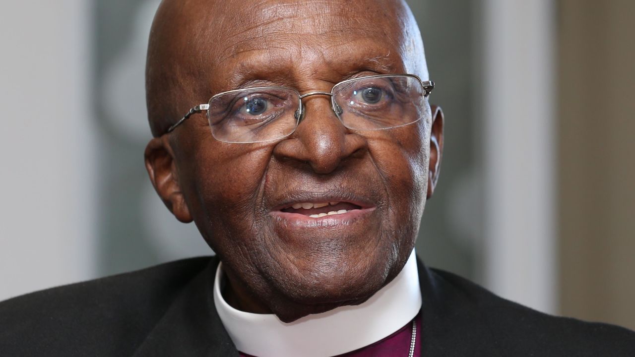 Desmond Tutu during a visit with Prince Harry on the first day of his visit to South Africa on November 30, 2015.