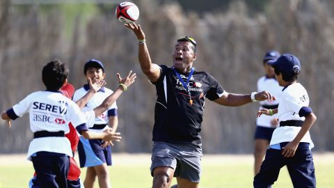 Fiji sevens legend Waisale Serevi coaches children in the US and around the world.   