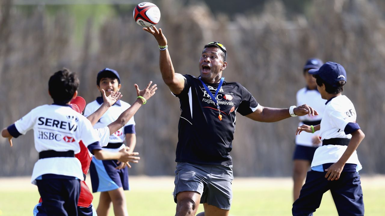 Fiji sevens legend Waisale Serevi coaches children in the US and around the world.