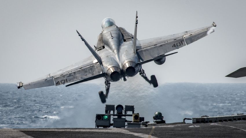 170312-N-BL637-010 SEA OF JAPAN (March 12, 2017) An F/A-18C Hornet assigned to the "Blue Blasters" of Strike Fighter Squadron (VFA) 34 takes off from the aircraft carrier USS Carl Vinson (CVN 70). The ship and its carrier strike group are on a regularly scheduled Western Pacific deployment as part of the U.S. Pacific Fleet-led initiative to extend the command and control functions of U.S. 3rd Fleet. U.S. Navy aircraft carrier strike groups have patrolled the Indo-Asia-Pacific regularly and routinely for more than 70 years. (U.S. Navy photo by Mass Communication Specialist 2nd Class Sean M. Castellano/Released)