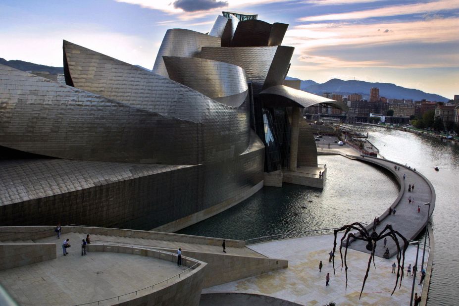Another Frank advances the storyline of the Guggenheims by dashing notions of what's considered architecture. Situated in what was the small Spanish town of Bilbao, the curvaceous, titanium-clad Guggenheim by Gehry changed architecture by conjuring what is now known as the "Bilbao Effect" -- when an iconic building invigorates a whole city or region.