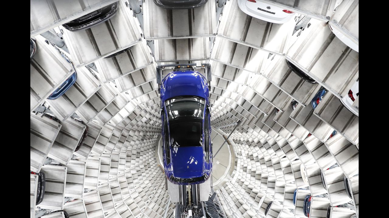 A Volkswagen car is stored at a plant in Wolfsburg, Germany, on Tuesday, March 14.