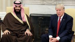 US President Donald Trump meets with Mohammed bin Salman, Deputy Crown Prince and Minister of Defense of the Kingdom of Saudi Arabia, in the Oval Office at the White House on March 14, 2017 in Washington, DC.  