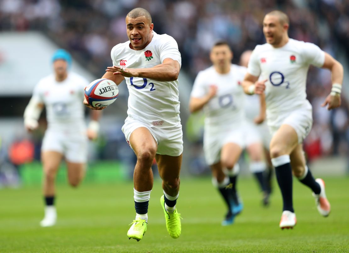 Jonathan Joseph scored a hat-trick of tries in England's record victory over Scotland.