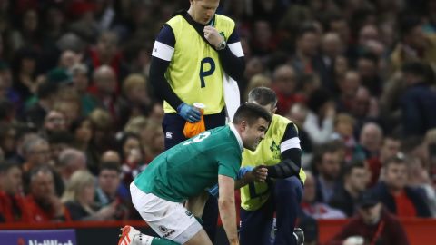 Ireland's Conor Murray receives treatment during the Six Nations match against Wales in Cardiff.