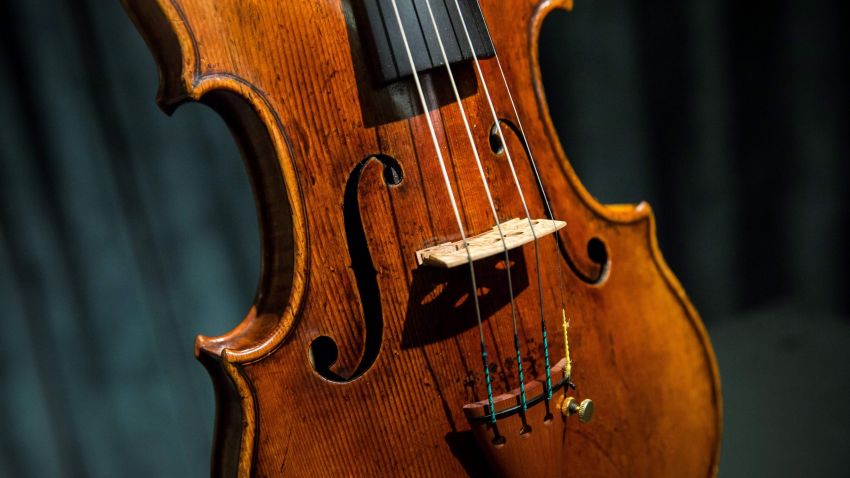 A rare 1684 violin by Antonio Stradivari is displayed during a media preview at Sotheby's in Hong Kong on February 21, 2017, ahead of the violin's auction on March 28 in London where it is estimated to fetch 1.55 to 2.45 million USD. / AFP / ISAAC LAWRENCE        (Photo credit should read ISAAC LAWRENCE/AFP/Getty Images)