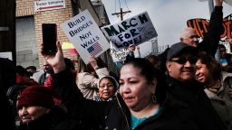 ELIZABETH, NJ - FEBRUARY 23:  People protest outside of the Elizabeth Detention Center during a rally attended by immigrant residents and activists on February 23, 2017 in Elizabeth, New Jersey. Over 100 demonstrators chanted and held up signs outside of the center which is currently holding people awaiting deportation. The demonstrators, five of whom were arrested, denounced President Donald Trump and his deportation policies. Around the country stories of Immigration and Customs Enforcement (ICE) raids have sent fear through immigrant communities.  (Photo by Spencer Platt/Getty Images)