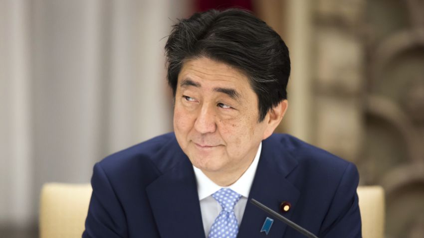 Japan's Prime Minister Shinzo Abe looks on during a banquet with Saudi Arabia's King Salman bin Abdulaziz al-Saud (not in picture) at Abe's official residence in Tokyo on March 13, 2017. / AFP PHOTO / POOL / Tomohiro Ohsumi (Photo credit should read TOMOHIRO OHSUMI/AFP/Getty Images)