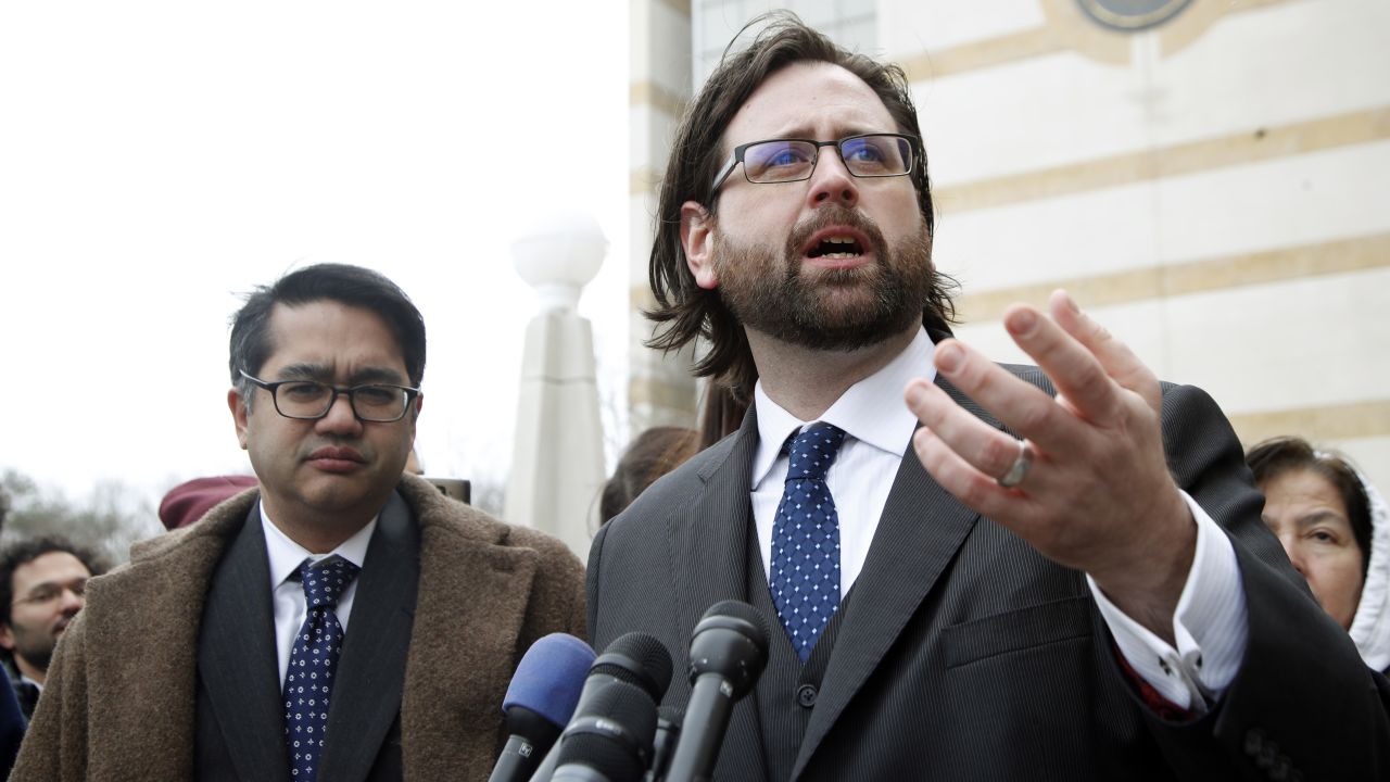 Justin Cox of the National Immigration Law Center speaks to reporters outside a court in Greenbelt, Maryland, on Wednesday, March 15. Cox represented plaintiffs who were challenging President Trump's revised travel ban, specifically a temporary ban on immigrants from six Muslim-majority countries. The next day, a federal judge from Maryland joined a federal judge from Hawaii <a href="http://www.cnn.com/2017/03/15/politics/travel-ban-blocked/" target="_blank">in blocking Trump's order.</a> In their rulings, both judges cited statements Trump made about Muslims during the presidential campaign.
