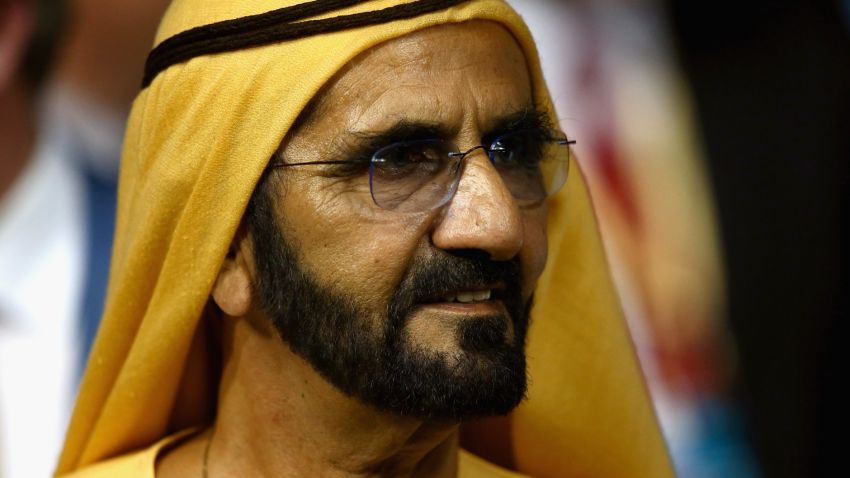 DUBAI, UNITED ARAB EMIRATES - MARCH 26: Sheikh Mohammed Bin Rashid Al Maktoum looks on during the Dubai World Cup at the Meydan Racecourse on March 26, 2016 in Dubai, United Arab Emirates. (Photo by Francois Nel/Getty Images)