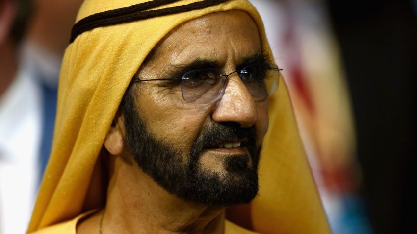 DUBAI, UNITED ARAB EMIRATES - MARCH 26:  Sheikh Mohammed Bin Rashid Al Maktoum looks on during the Dubai World Cup at the Meydan Racecourse on March 26, 2016 in Dubai, United Arab Emirates.  (Photo by Francois Nel/Getty Images)